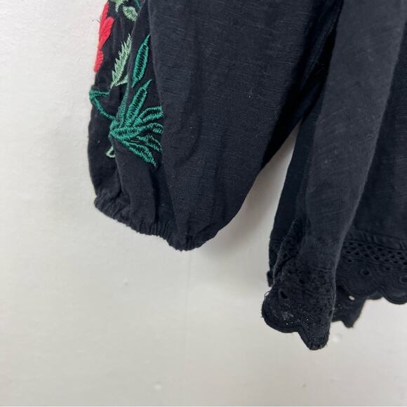 Anthropologie Boho Floral Helene Embroidered V-Neck Peasant Blouse Size XS - Picture 8 of 12